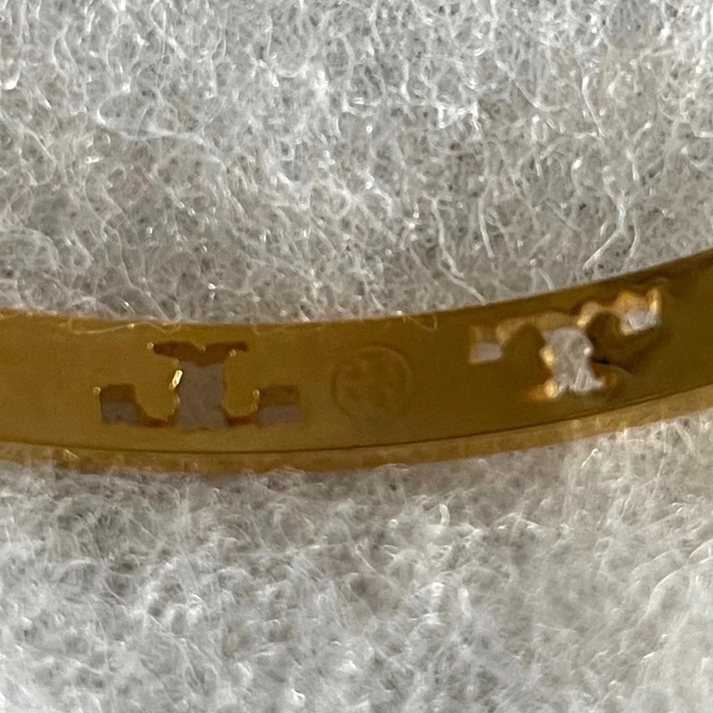 Tory Burch Gold Logo Cutout Bangle Bracelet